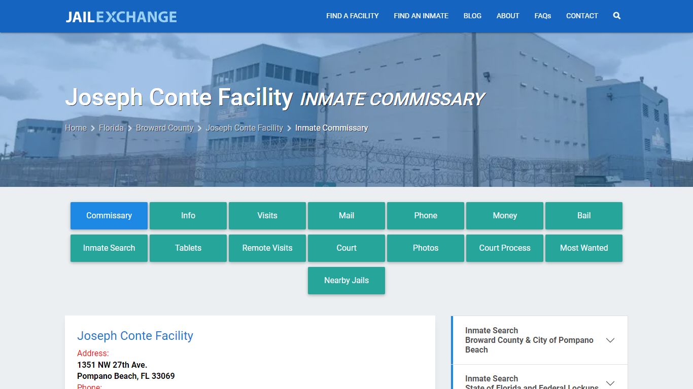 Inmate Commissary, Care Packs - Joseph Conte Facility, FL - Jail Exchange